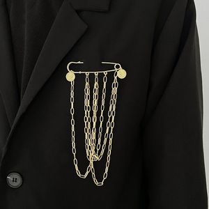 <span class=keywords><strong>Diy</strong></span> Kleidungs stück Schmuck Ornament Herren Brosche Gold Silber Metall legierung Statement Geschenk Übertreiben langkettige Revers Sicherheits nadel Broschen - Product Image 4
