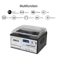 Enregistreur à double cassette lecteur haut de gamme dj plateau tournant vertical tocadiscos 3 vitesses disque vinyle sous-verres lecteur avec cassette cd