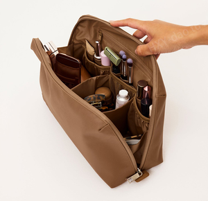 Grande trousse de toilette imperméable, sac à maquillage avec porte-pinceaux élastique, séparateurs personnalisés, <span class=keywords><strong>pochette</strong></span> transparente pour le voyage, rangement des produits de soin de la peau et des articles de toilette - Product Image 4