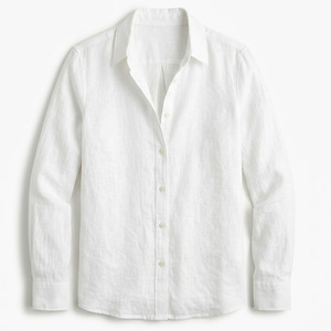 Atacado de Blusas e Camisas Femininas 100% Algodão Manga Regular com Botões Tingimento Liso Formal Decote V Solto Fornecedor de Roupas - Product Image 1