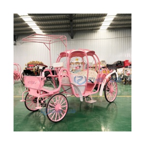 Horse Carriage Pink Color 4 Wheels Luxury Wedding Carriage <b>White</b> Pumpkin Carriage Customized - Product Image 4
