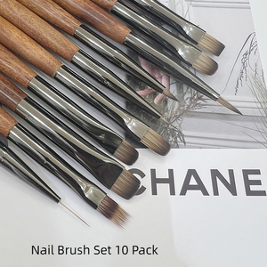 Ensemble de pinceaux à ongles à manche en bois, tête ronde, pour le gel et la peinture, pour le nail art professionnel - Product Image 3