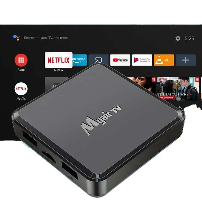 My air tv w7 Android TV Box S905X3 2GB 16GB 4K RGB Light Affichage numérique2.4/5G WiFi Décodeur TV Android numérique intelligent