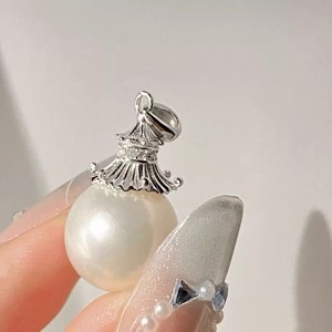 ฐานจี้แบบ DIY หรูหรา สำหรับไข่มุกทรงกลมขนาด 11-13 มม. เงินแท้ S925 & ไข่มุก รุ่น 31397D อุปกรณ์จี้แบบเปล่า - Product Image 3