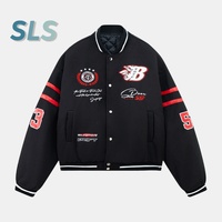 Veste Bomber Unisexe en Laine Brodé avec Logo Frontal, Style Letterman et Baseball, pour l'Hiver - Vente en Gros Direct Usine
