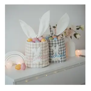 Wholesale Easter Baskets Polka dot For Kids Gifts Bucket Sublimation Plaid Easter Baskets