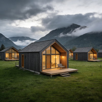 Maison miniature moderne en bois avec intérieur entièrement meublé pour bureau, maison préfabriquée, utilisation de maison préfabriquée triangulaire