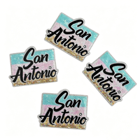 Patch brodé à sequins San Antonio 3 pouces, motif Fiesta du Texas, personnalisé, avec paillettes, pour chapeaux - Vente chaude