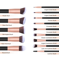DailyQueen Premium Lot de 14 pinceaux de maquillage synthétiques rose doré comprenant un fond de teint en poudre pour ombres à paupières mascaras échantillon gratuit