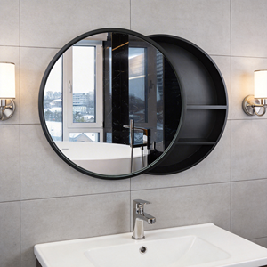 Armadietto a Specchio in Vetro da Parete, Ecologico e Durevole, Stile Moderno con Porta Scorrevole per Bagno e Soggiorno - Product Image 4
