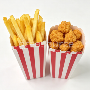 Caja de PVC roja y blanca con temática de dulces para exhibición de comida en restaurantes, carros de comida, cines y presentaciones de aperitivos de comida rápida (papas fritas, pollo frito, palomitas de maíz) - Product Image 6