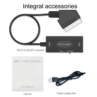 Convertisseur HDTV vers SCART en plastique 1080P HD Plug and Play Adaptateur PAL/NTSC pour TV Box/PS4 vers anciens téléviseurs SCART