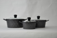 Peralatan masak murah Set panci masak ramah lingkungan antilengket cetakan keramik Casserole Set granit wajan penggorengan dapur Tiongkok perlengkapan berlian