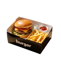 Boîte d'emballage personnalisée en gros avec logo, biodégradable, de qualité alimentaire, résistante à la graisse, pour hamburgers et poulet frit, avec compartiments