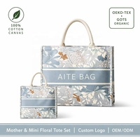 Ensemble de sacs fourre-tout assortis mère-fille, motif lettres, avec poignée d'épaule, 2 pièces, vente en gros, multi-usages, pour le quotidien, les voyages, les activités de plein air, cadeau