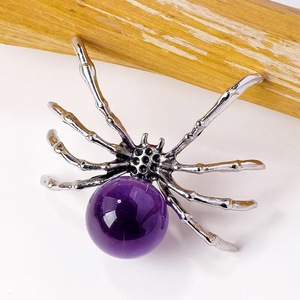 Natural Engraved Spider Halloween Crystal Diamond Sphere Decoration with Crystal Image Pattern Mascot Style
