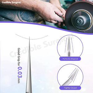 Juego de pinzas profesionales para pestañas de acero inoxidable, puntas rectas curvas y puntiagudas para uso en belleza - Product Image 2