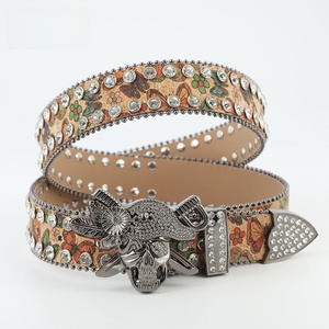 Venta al por mayor Vintage Punk estilo <span class=keywords><strong>Simon</strong></span> Diamante tachonado cinturón de gran tamaño cráneo hebilla con brillantes diamantes de imitación Bling estilo vaquera - Product Image 5