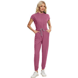 Custom Plus Size Medical Jumpsuit Women Nurses V Neck Jogger Spandex Elastic Nursing Scrubs <b>Uniforms</b> Jumpsuit Sets for Women - Product Image 3