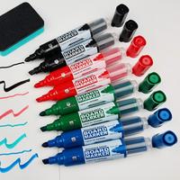 Marqueur effaçable à sec à faible émission de poussière, grande capacité, encre rechargeable, stylo pour tableau blanc, fournitures scolaires et de bureau