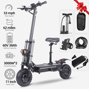 USA Warehouse Dual Motor Off-Road Electric Scooter 11 Inch Tire 60V 38Ah Battery With Seat <b>LED</b> <b>Light</b> Waterproof Aluminum Alloy - Product Image 1