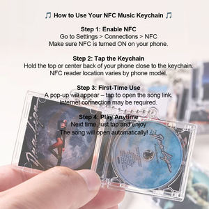 Porte-clés CD en gros de haute qualité, support <span class=keywords><strong>DVD</strong></span>, porte-clés personnalisé avec logo, mini album vierge en acrylique DIY, porte-clés CD musical NFC pour idoles - Product Image 6