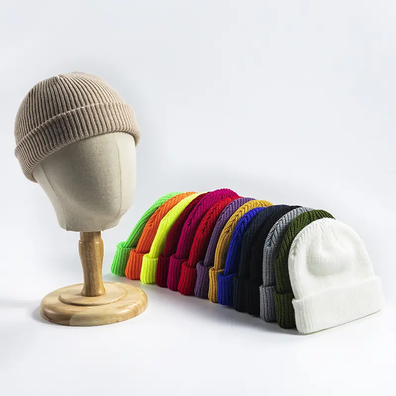 Hot sale unisex custom embroidery logo acrylic skull winter hat knit cuff beanie