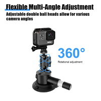 Kit de fixation de caméra à ventouse sous vide de 3 pouces 360° °   Bras magique à double boule pour pare-brise de voiture, prise de vue DSLR, vlog
