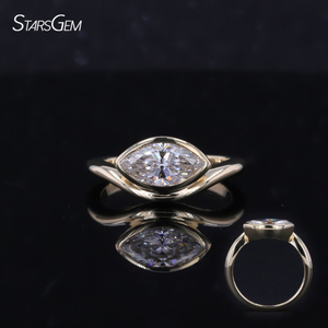 Bijoux personnalisés Starsgem, bague en or massif 10 carats avec diamant de laboratoire taille marquise de 1,0 ct - Product Image 1