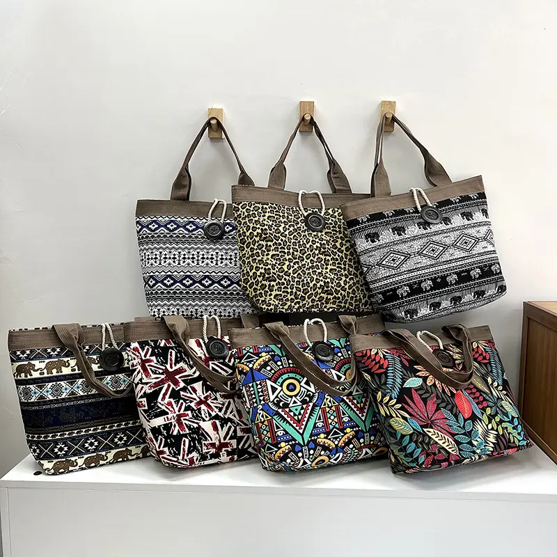 Bolsa de lona estampada, bolsa de ombro de alta qualidade para viagem, na moda, colorida, com grande capacidade