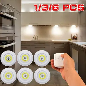 6 in 1 dokunmatik gece lambası COB uzaktan algılama uzaktan kumanda ile led puck ışıkları dolap lambası