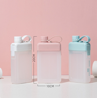 Offre Spéciale – Bouteille d'eau carrée portable en plastique de 450 ml, personnalisable, format A5, pour activités sportives en extérieur, gym et voyage