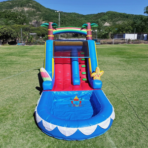 Toboggan aquatique gonflable d'extérieur avec <span class=keywords><strong>piscine</strong></span>, équipement de jeu pour les fêtes d'été des enfants dans la cour, pour des journées amusantes en famille dans le jardin - Product Image 1