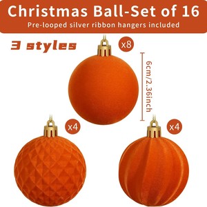 Adornos Navideños Colgantes de Bolas Flocadas de 6cm, Adornos para Árbol de Navidad y Accesorios para Decoración Festiva - Product Image 5