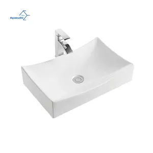 洗面器サプライヤー浴室セラミック白い長方形シンク装飾セラミック