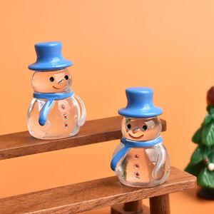 Adorno Navideño de Resina con Muñeco de Nieve Luminoso con Gorro Azul en Miniatura para Manualidades, Accesorios de Resina, Decoración de Mesa - Product Image 5