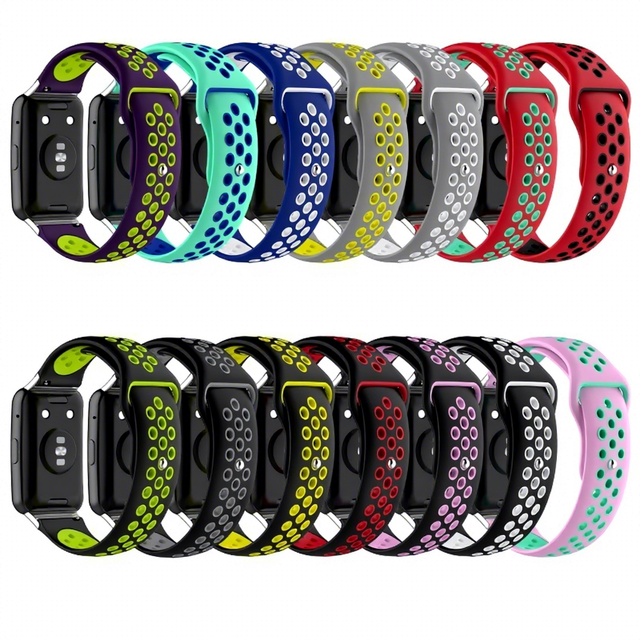 Silicone Smartwatch Replacement Part Sport Double Color for Huawei Watch Fit Strap Wristband