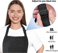 Tablier de cuisine professionnel en polyester noir imperméable, réutilisable, avec poches, personnalisable avec logo, pour chef, cuisine, barbier, salon de coiffure