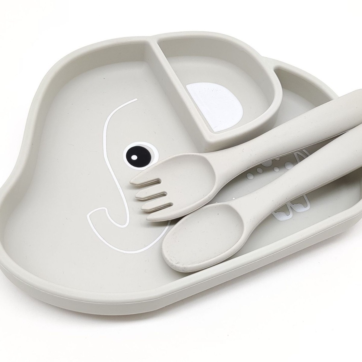 Assiette Éléphant, Gris Chaud