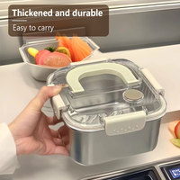 Boîte à bento en acier inoxydable compatible micro-ondes, étanche, carrée, type tiffin, pour école, nouveau-nés, enfants, avec poignée