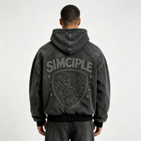 Blouson bomber à capuche en toile délavée, manteau d'hiver rembourré en coton épais, logo brodé, streetwear, veste zippée, logo personnalisé