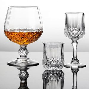 Flûtes et gobelets en verre rétro transparent, verres à vin blanc, verres à vin rouge, verres à champagne, verres à brandy, verres à shot - Product Image 3