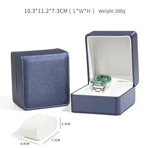 Emballage cadeau de luxe de haute qualité avec logo personnalisé en cuir PU noir Boîte de rangement pour montre unique vitrine de bijoux