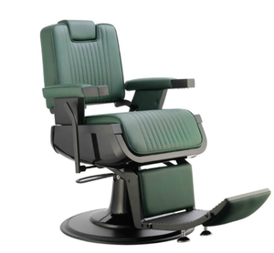 Fauteuil de barbier moderne noir pliable en cuir synthétique robuste avec pompe hydraulique et repose-pieds réglable pour salon commercial - Product Image 1