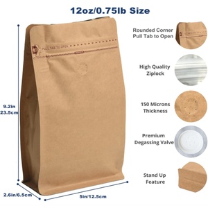 Bolsas de Papel Kraft Florales Impresas de Ocho Lados Personalizadas de Alta Calidad con Fondo Plano para Café, Té y Productos Secos con Válvula - Product Image 4
