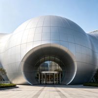 Revêtement en aluminium hyperbolique architectural, panneau de façade en aluminium à double courbure pour l'extérieur des bâtiments commerciaux