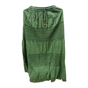 Factory supply 100%cotton Fabric Women <b>lace</b> plain Long Skirts Casual Breathable Natural Waist india - Product Image 1