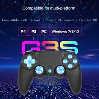 Gamepad inalámbrico P4, giroscopio de seis ejes, botones de luz RGB de doble vibración para PS4, joysticks de juego, controladores de juego