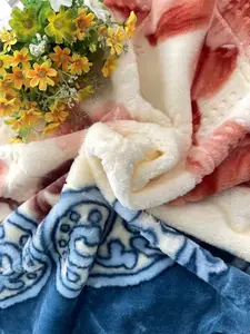 Édredon imprimé floral Super doux, couverture d'hiver en vison gaufré d'un côté