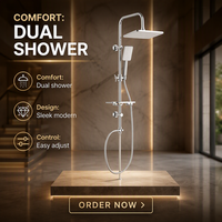 Ensemble de colonne de douche chromée LD avec douchette à main au design moderne, garantie de 2 ans